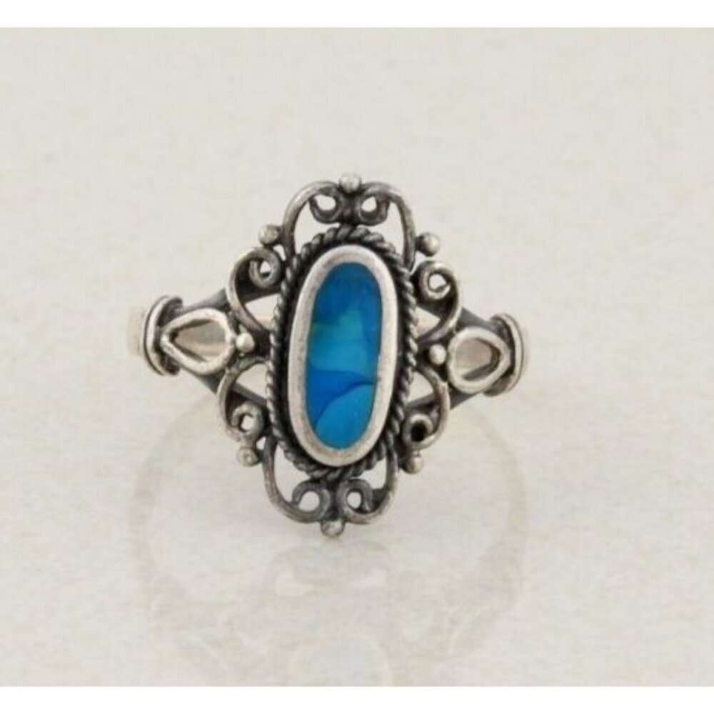 Sterling Silver Natural Turquoise Ring Size 8